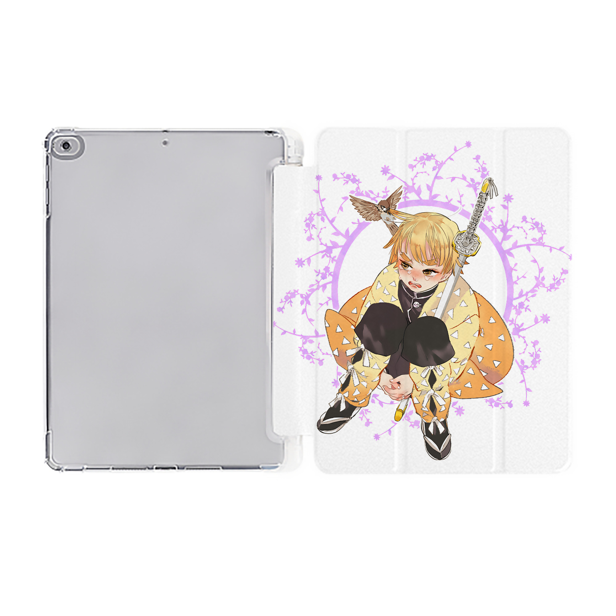 （画像用） 鬼滅の刃（きめつのやいば）我妻 善逸／あがつま ぜんいつ Agatsuma Zenitsu IPad ケース ペン収納付き 三つ折りスタンド PUレザー×シリコン 対応機種9.5/10.5/10.9インチ